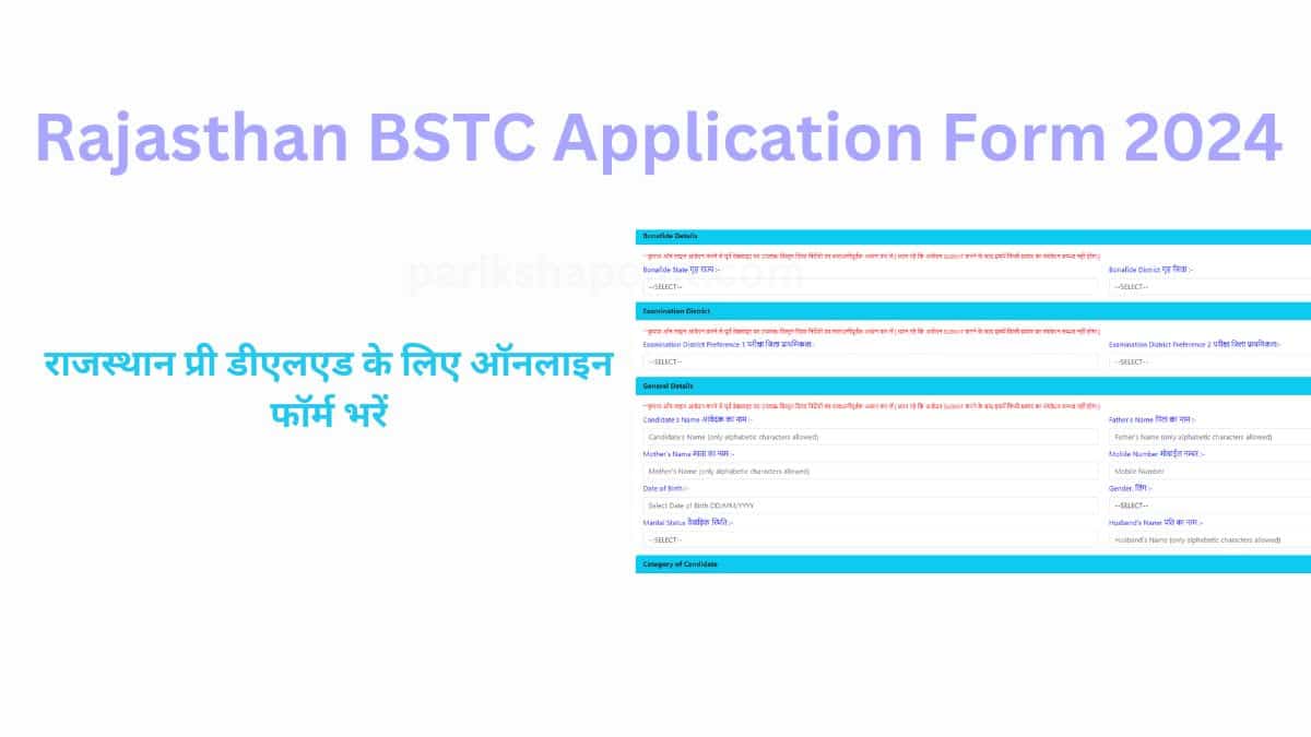 Rajasthan BSTC Application Form 2024