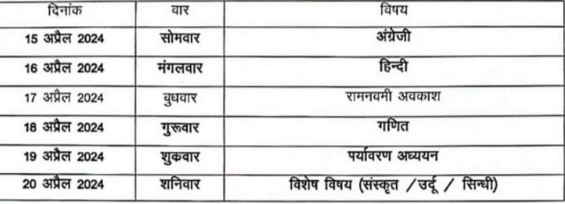 rajasthan board 5th class time table 2024