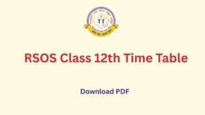 RSOS Class 12th Time Table 2026